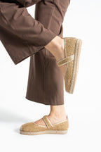 Altın Kadın Hasır Espadril Comfort Yumuşak Taban Ergonomik Rahat