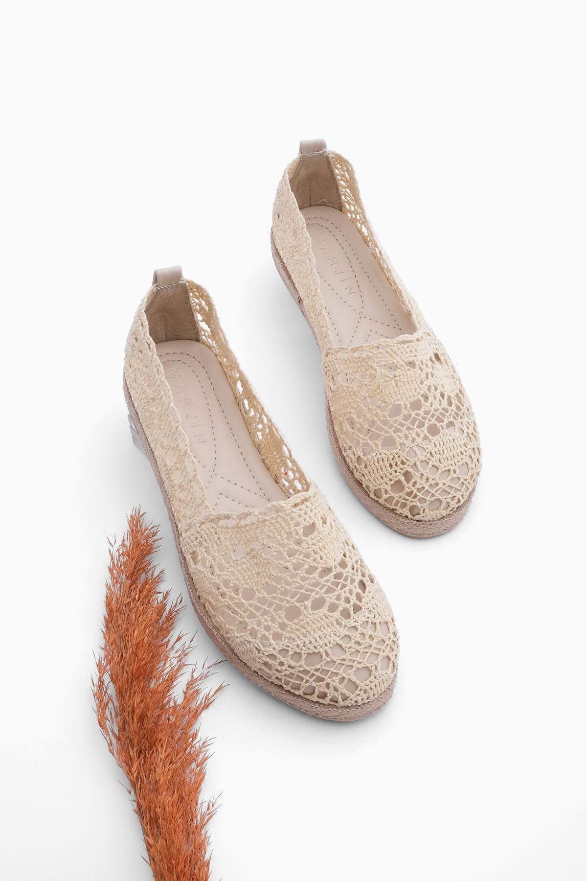 Bej Kadın Hasır Taban Espadril Rahat ve Ergonomik Ayakkabı