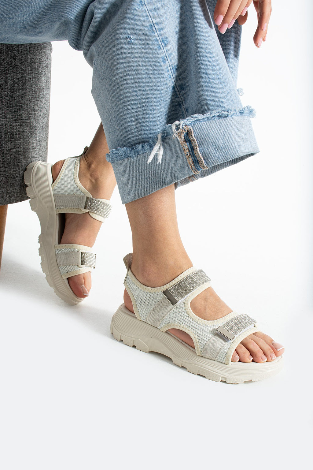 Bej Kadın Rahat Anatomik Comfort Ergonomik Sandalet Outdoor Sandalet