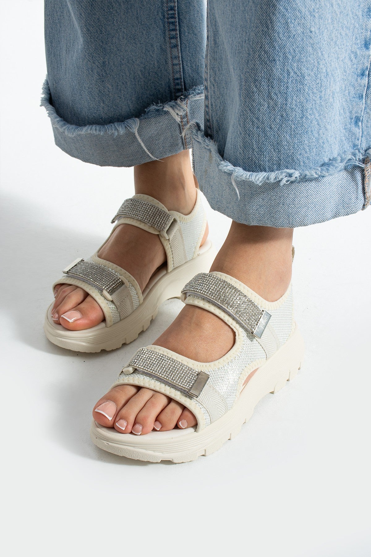 Bej Kadın Rahat Anatomik Comfort Ergonomik Sandalet Outdoor Sandalet