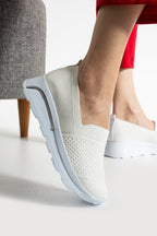 Beyaz Triko Rahat Spor Ayakkabı Comfort Yumuşak Tabanlı Snekaer