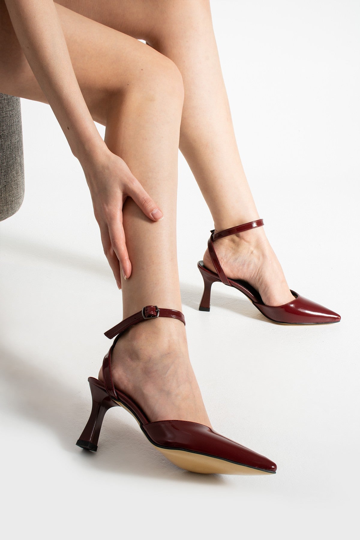 Bordo Kadın Topuklu Ayakkabı (8cm)
