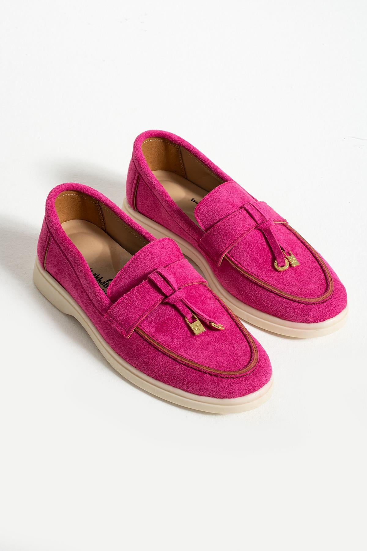 Fuşya Kadın Günlük Loafer Ayakkabı Rahat ve Ergonomik (Kalıp Küçük)