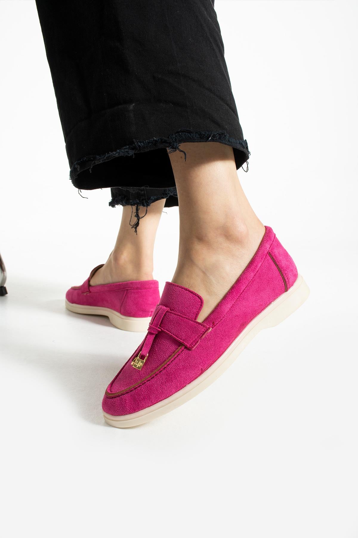 Fuşya Kadın Günlük Loafer Ayakkabı Rahat ve Ergonomik (Kalıp Küçük)