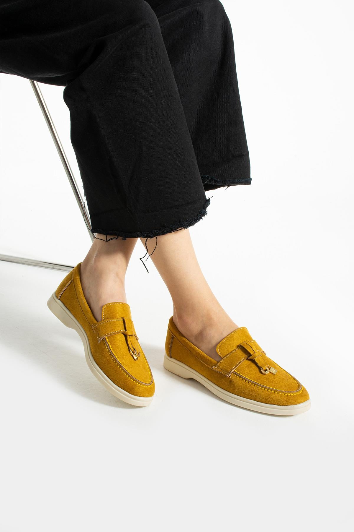 Hardal Kadın Günlük Loafer Ayakkabı Rahat ve Ergonomik (Kalıp Küçük)