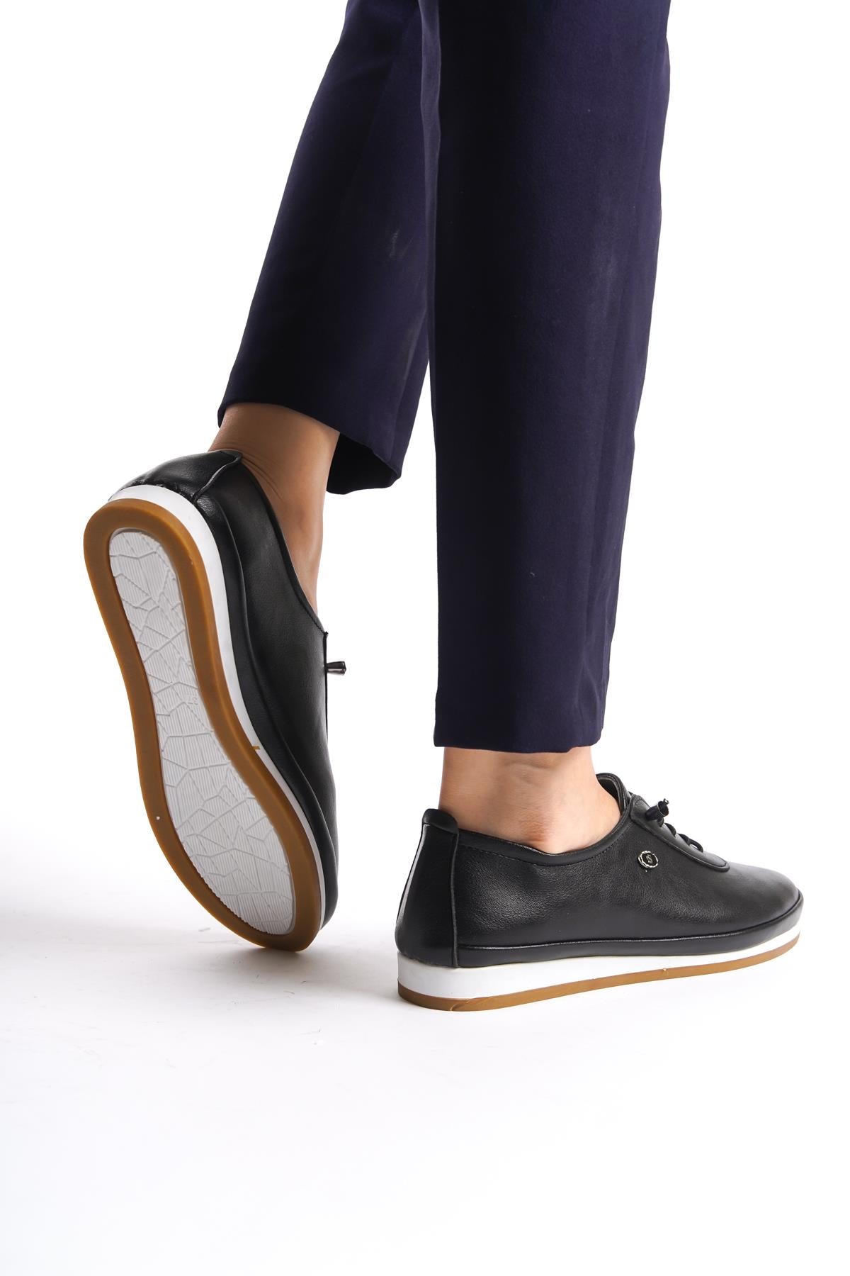 Kadın Bağcıklı Deri Ayakkabı Casual Rahat Ergonomik