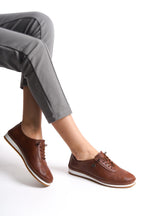Kadın Bağcıklı Deri Ayakkabı Casual Rahat Ergonomik