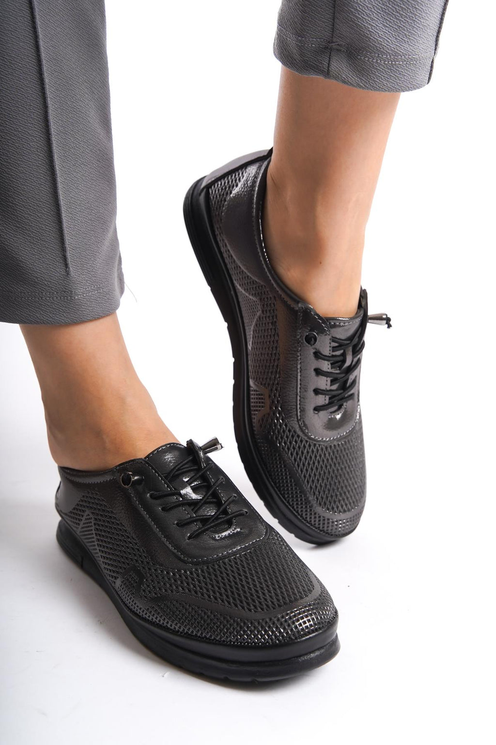 Kadın Bağcıklı Deri Günlük Ayakkabı Rahat Casual Ergonomik Taban Yumuşak ve Hafif