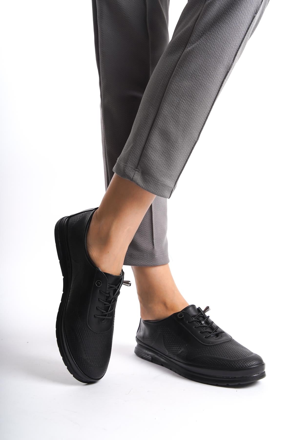 Kadın Bağcıklı Deri Günlük Ayakkabı Rahat Casual Ergonomik Taban Yumuşak ve Hafif