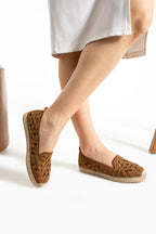 Kadın Desenli Süet Espadril Ayakkabı Rahat ve Ergonomik
