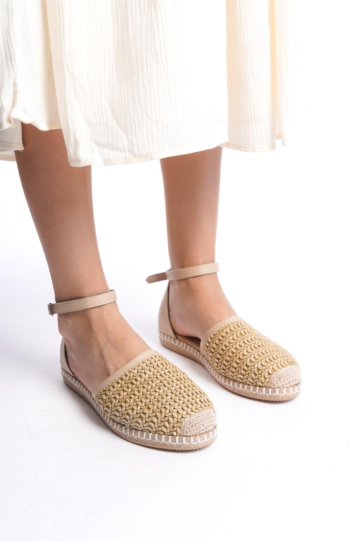 Bej Kadın Hasır Espadril