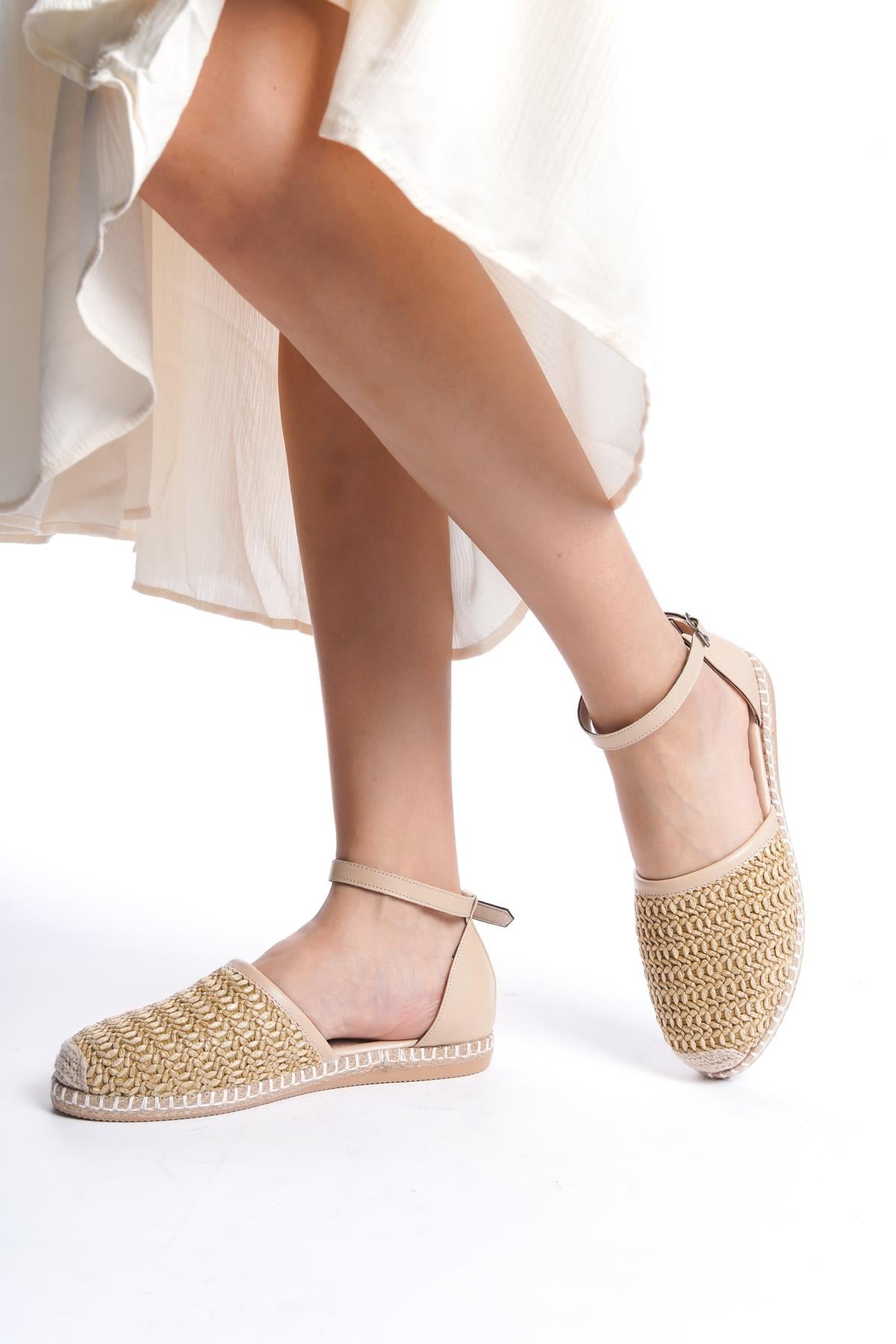 Bej Kadın Hasır Espadril