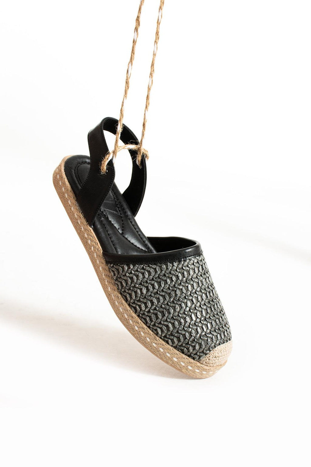 Kadın Hasır Taban Bilekten Bağlamalı Espadril Rahat ve Ergonomik Ayakkabı
