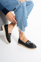 Siyah Kadın Loafer Püsküllü Günlük Rahat Ergonomik Ayakkabı