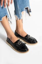 Siyah Kadın Loafer Püsküllü Günlük Rahat Ergonomik Ayakkabı