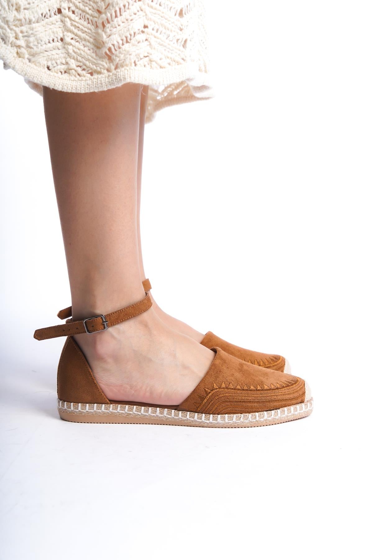 Taba Kadın Nakışlı Espadril Hasır Taban Etnik
