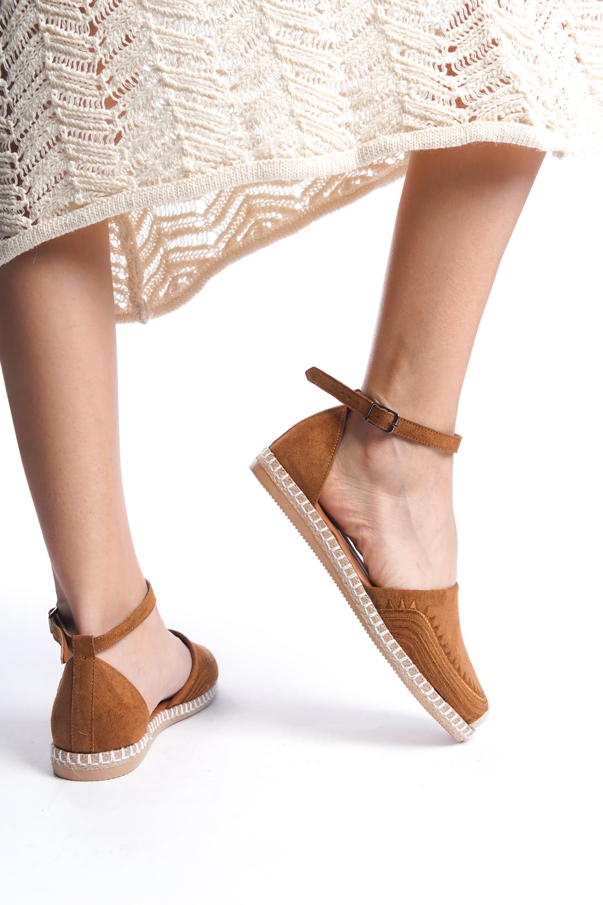 Taba Kadın Nakışlı Espadril Hasır Taban Etnik