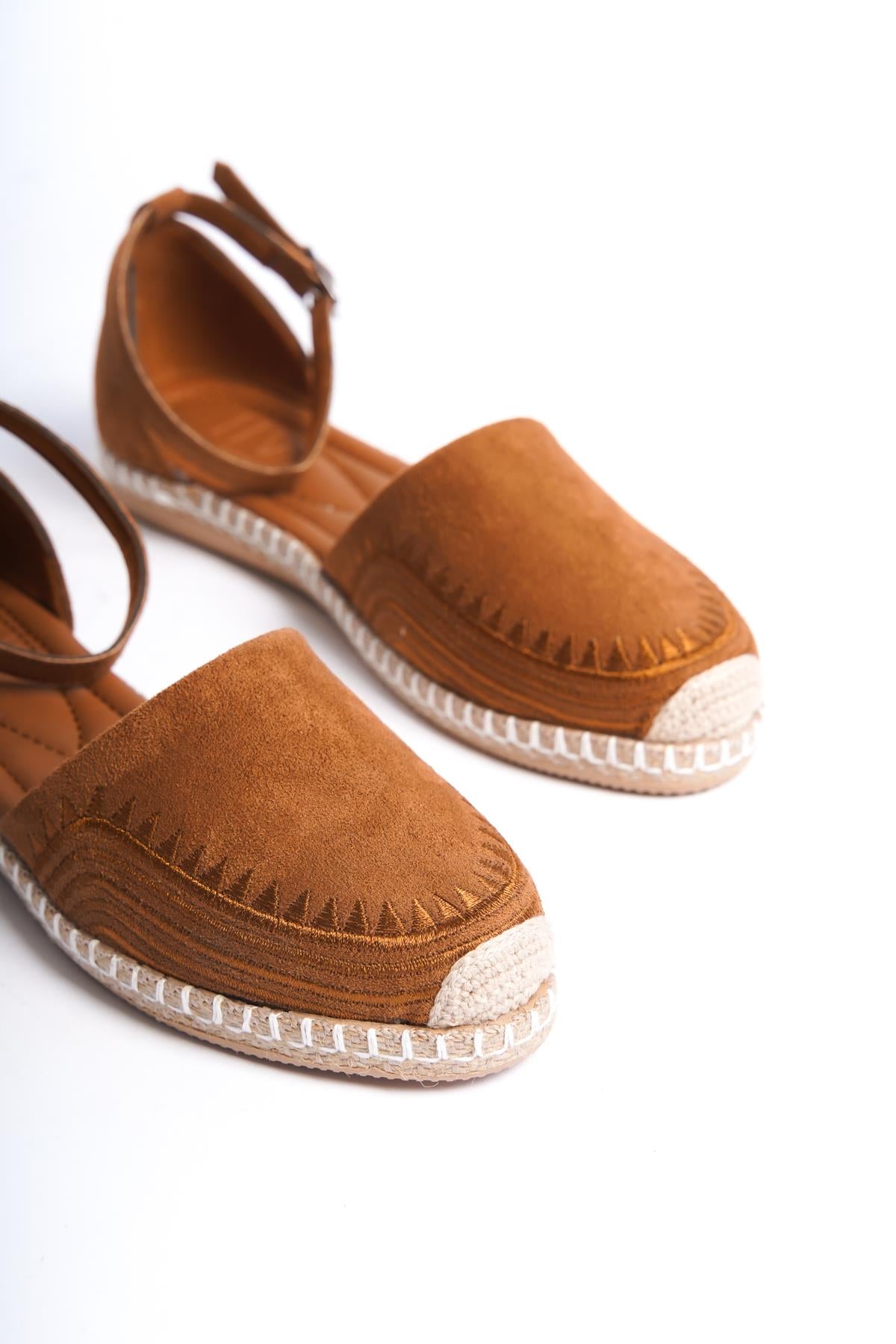 Taba Kadın Nakışlı Espadril Hasır Taban Etnik