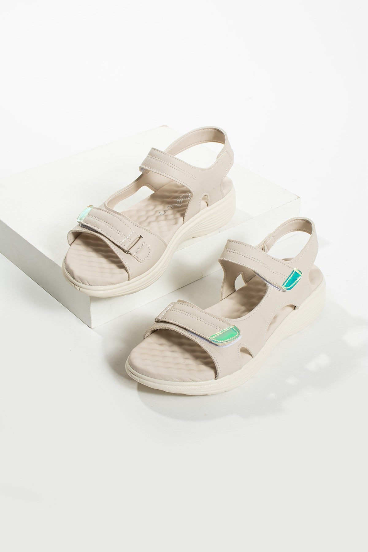 Bej Kadın Rahat Anatomik Comfort Ergonomik Sandalet