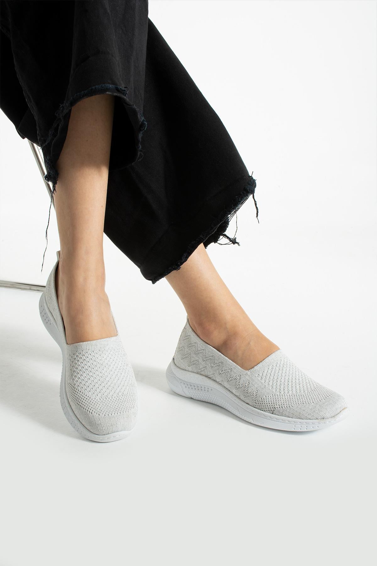 Beyaz Kadın Rahat Spor Ayakkabı Tarz Comfort Ergonomik Taban
