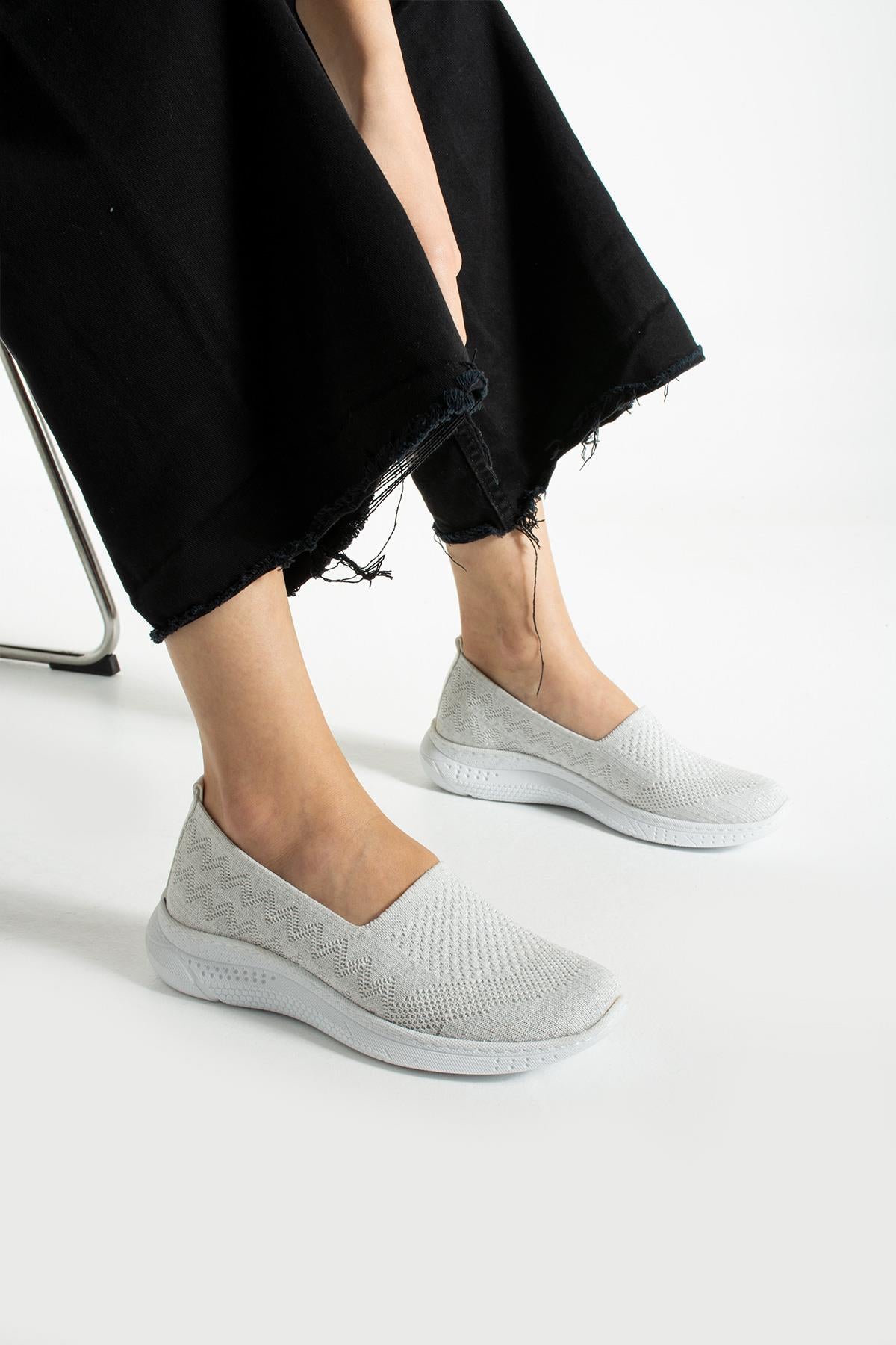 Beyaz Kadın Rahat Spor Ayakkabı Tarz Comfort Ergonomik Taban
