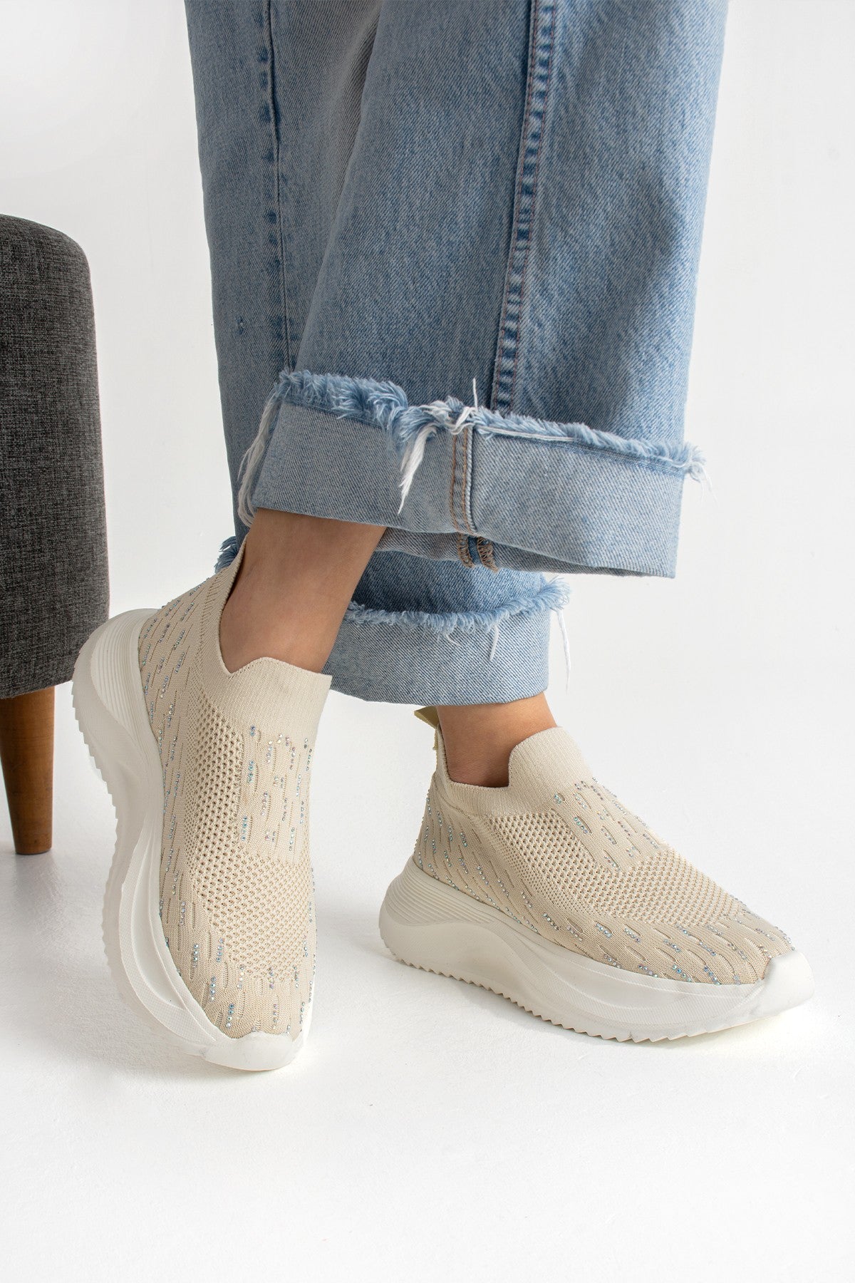 Kadın Spor Ayakakbı Slip On Sneaker Yüksek Rahat Ergonomik