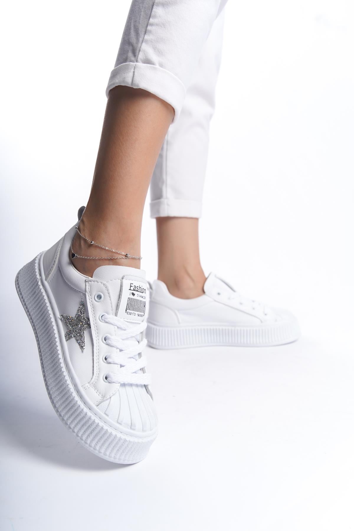 Beyaz Kadın Spor Ayakakbı Sneaker Yüksek Rahat Ergonomik