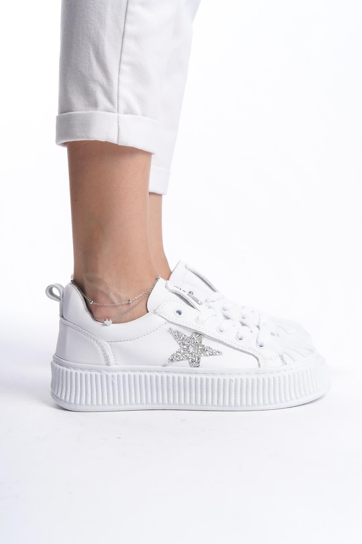 Beyaz Kadın Spor Ayakakbı Sneaker Yüksek Rahat Ergonomik
