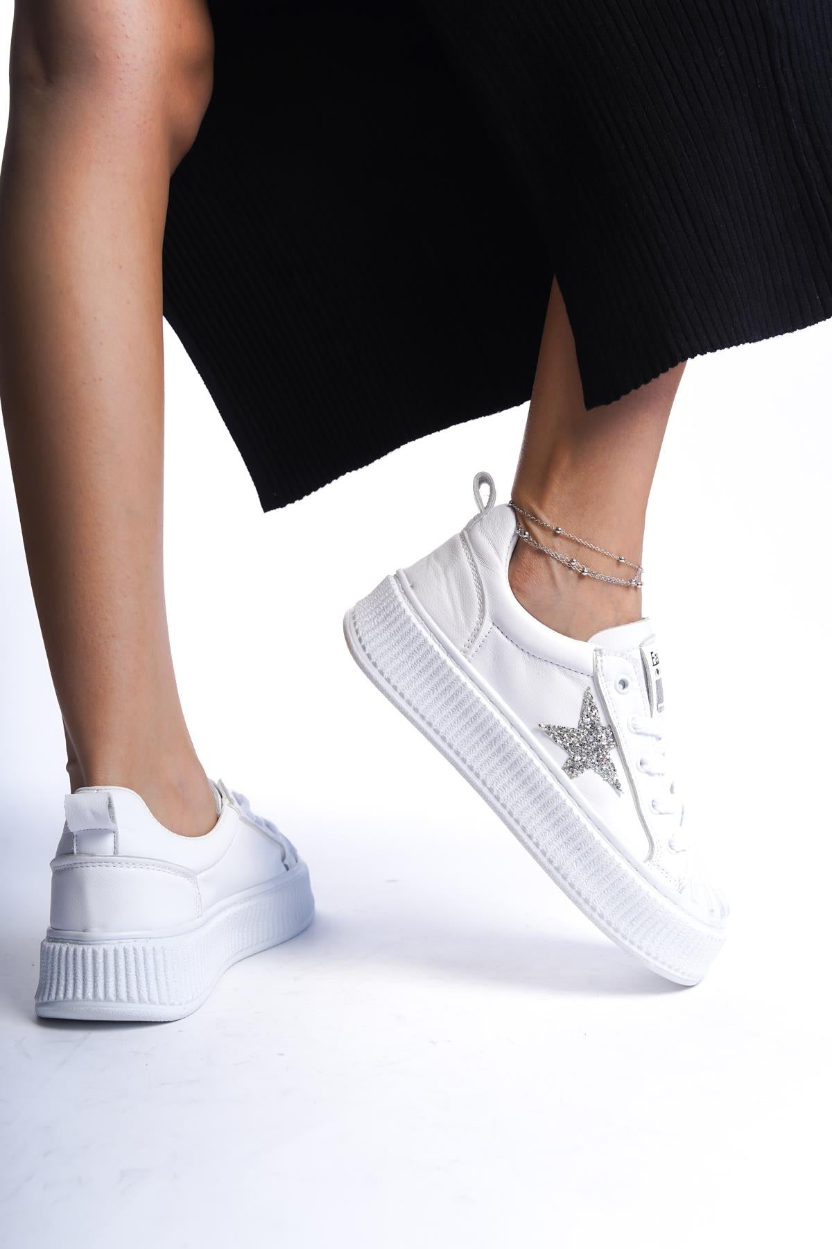 Beyaz Kadın Spor Ayakakbı Sneaker Yüksek Rahat Ergonomik