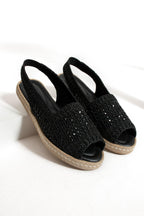 Kadın Taşlı Espadril Ayakkabı Rahat ve Ergonomik