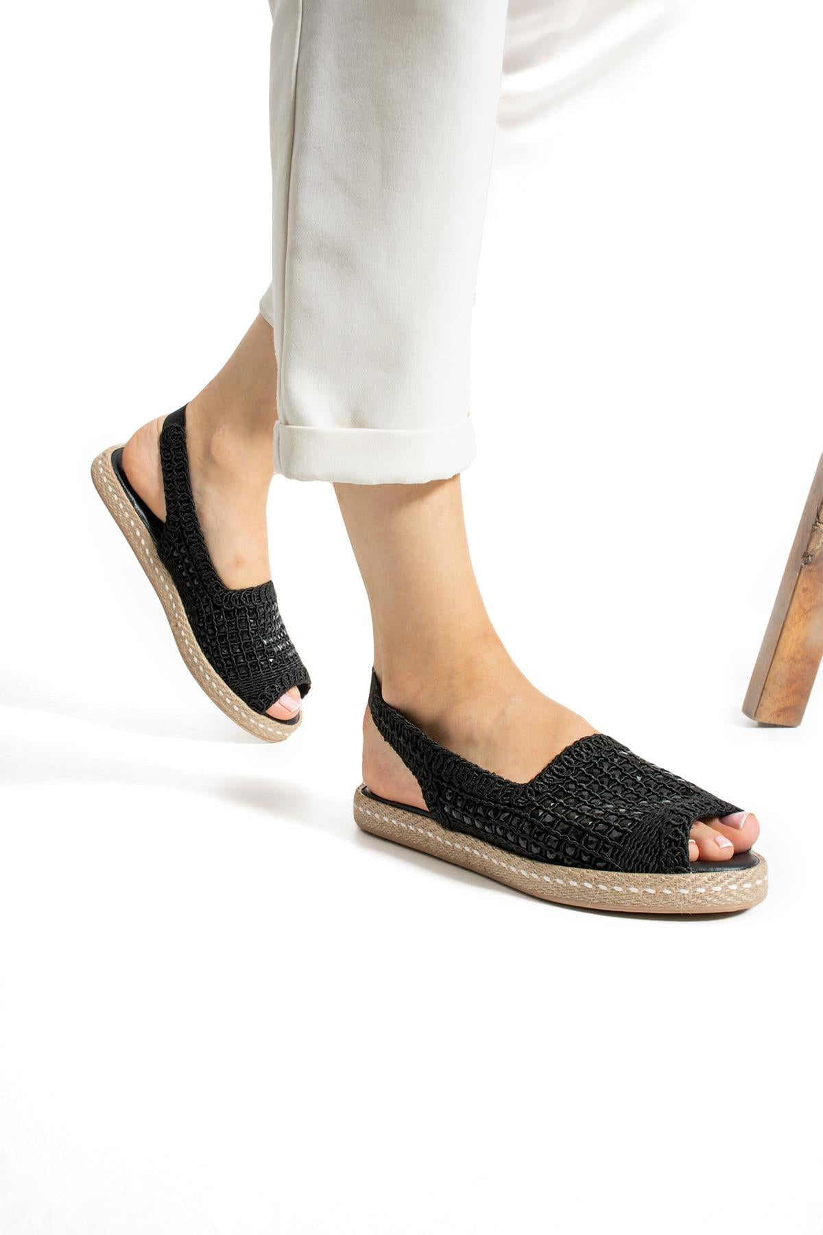 Kadın Taşlı Espadril Ayakkabı Rahat ve Ergonomik