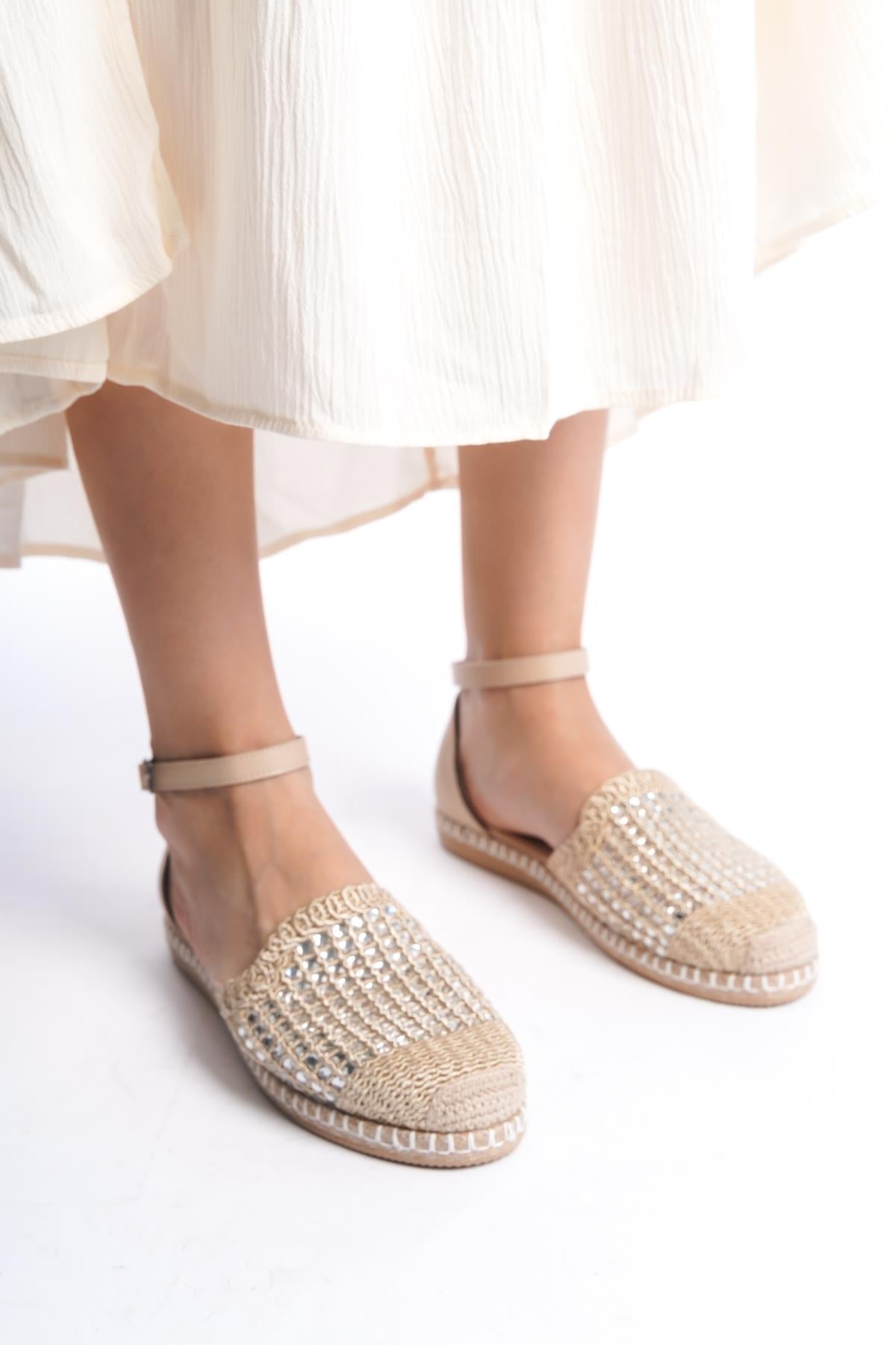 Kadın Taşlı Espadril Rahat Ergonomik