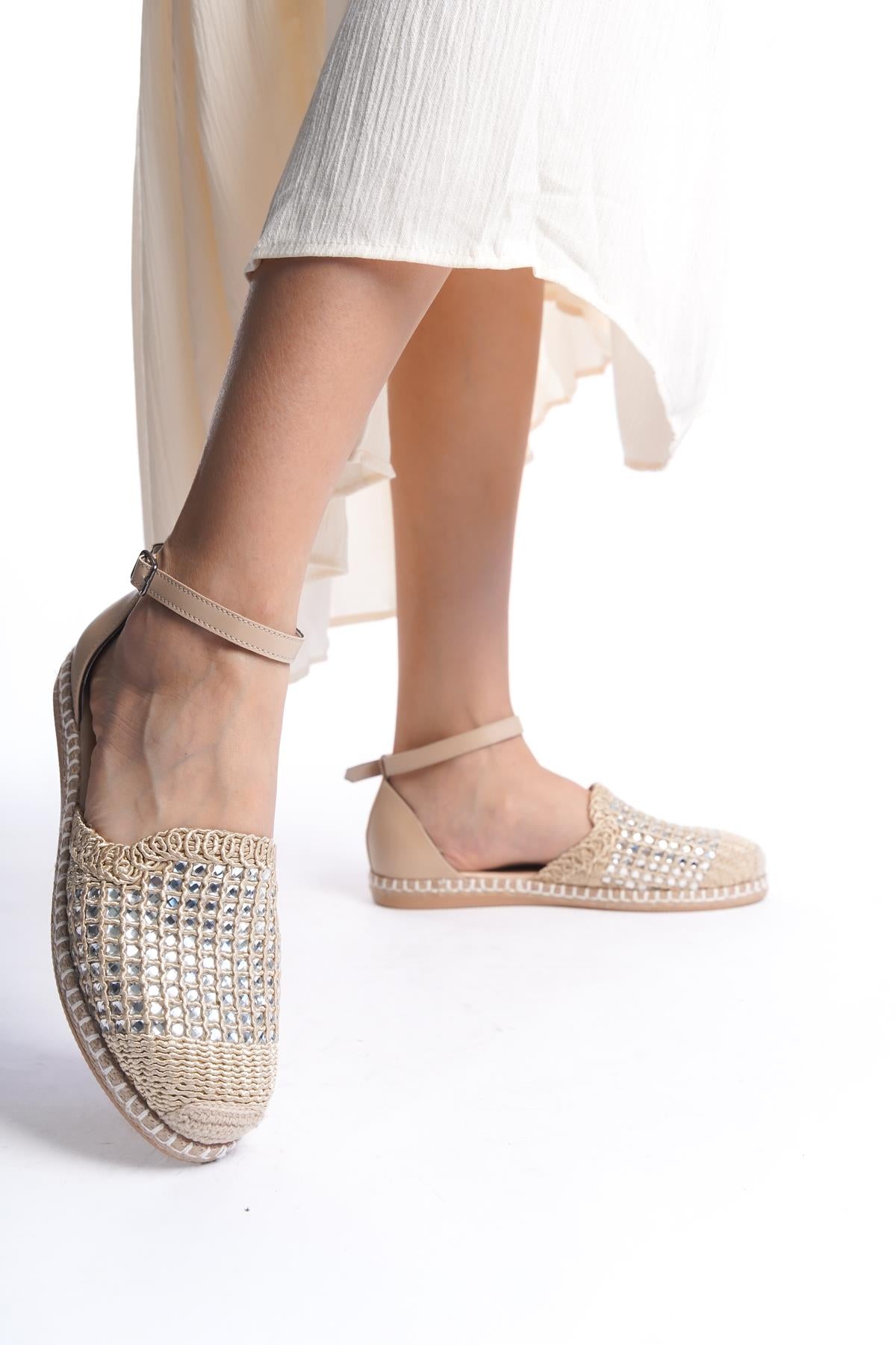Kadın Taşlı Espadril Rahat Ergonomik
