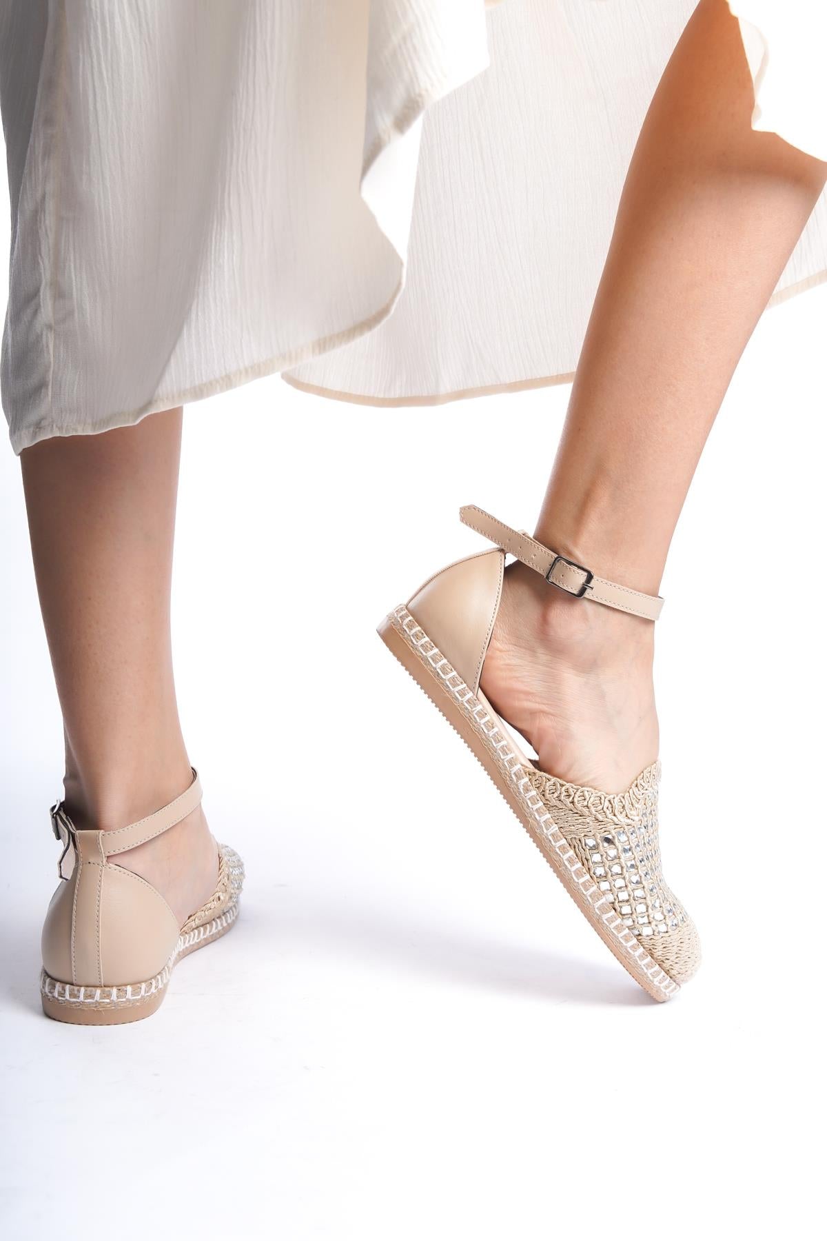 Kadın Taşlı Espadril Rahat Ergonomik