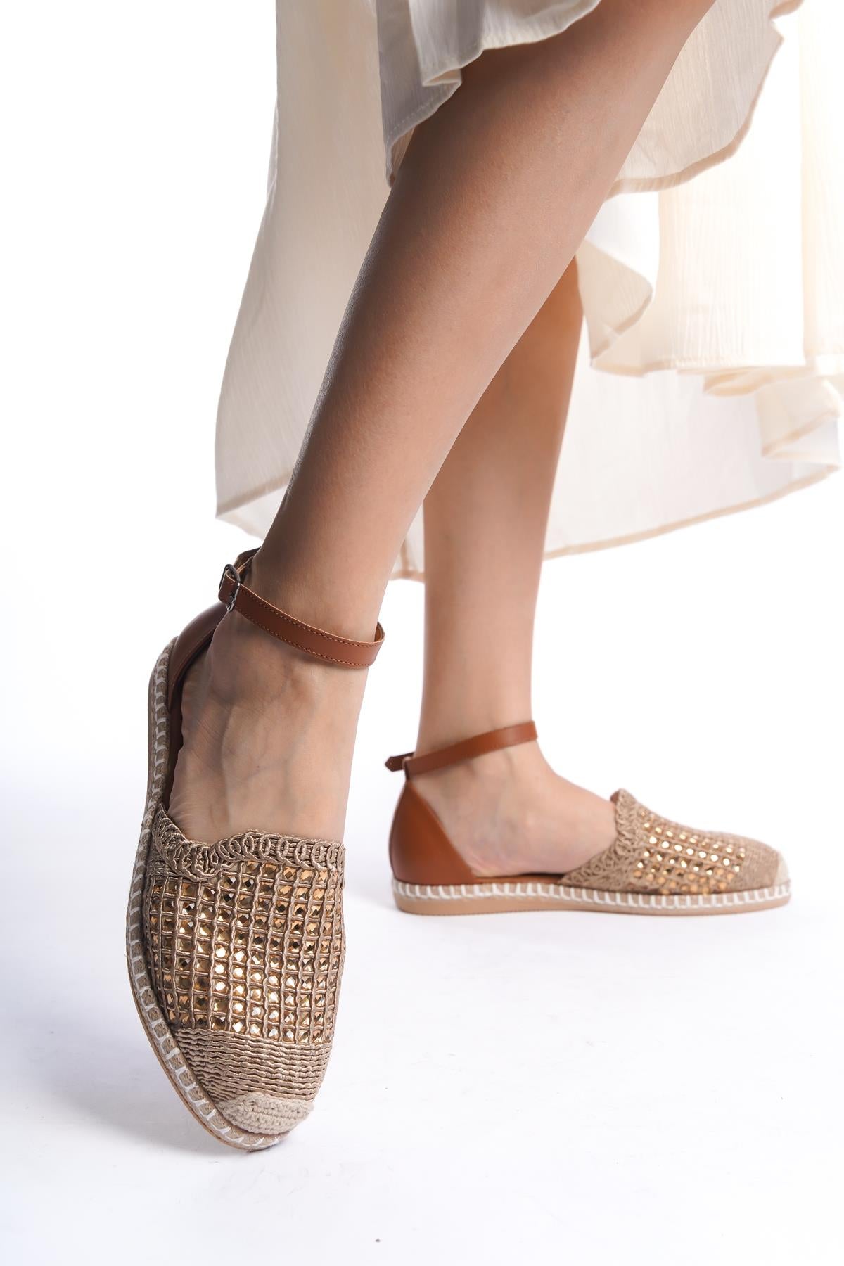 Kadın Taşlı Espadril Rahat Ergonomik