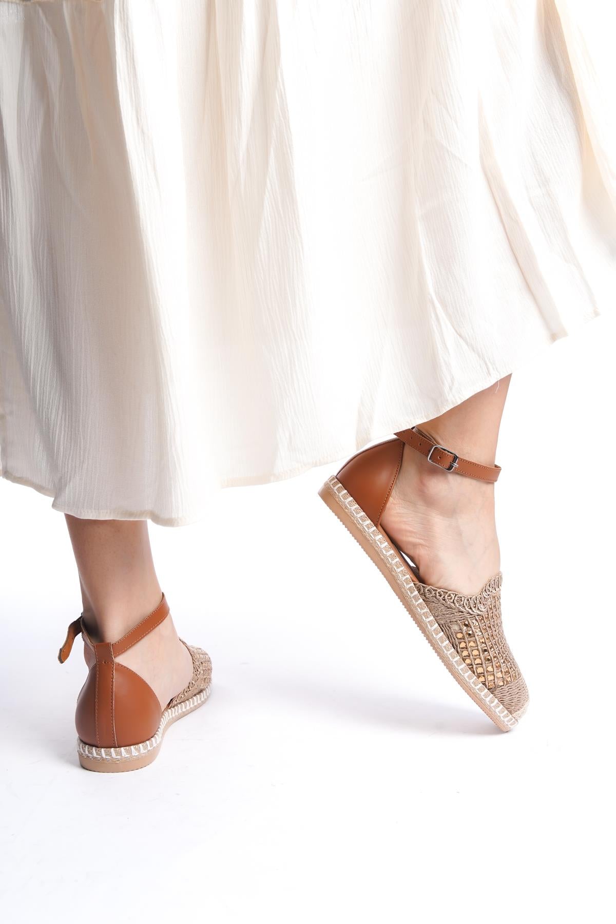 Kadın Taşlı Espadril Rahat Ergonomik