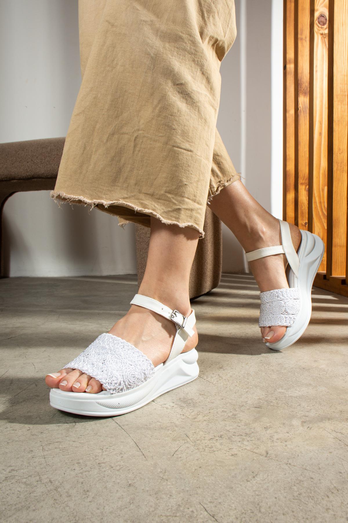 Kadın Triko Örgü Sandalet Rahat ve Ergonomik