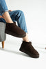 Kahve Kadın Tüylü Bot Kışlık Yumuşak Rahat Slip On Yarım Bot