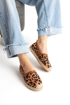 Taba Leopar Kadın Hasır Taban Espadril Rahat ve Ergonomik Ayakkabı