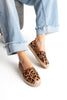 Taba Leopar Kadın Hasır Taban Espadril Rahat ve Ergonomik Ayakkabı