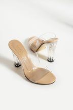 Nude Şeffaf Bantlı Topuklu Terlik (11cm)