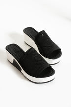 Siyah Dolgu Topuk Terlik Rahat Comfort (6cm)