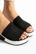 Siyah Dolgu Topuk Terlik Rahat Comfort (6cm)