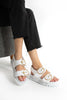 Siyah Kadın Çift Tokalı Rahat Anatomik Comfort Ergonomik Flatform Sandalet