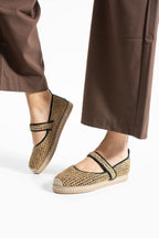 Siyah Kadın Hasır Espadril Comfort Yumuşak Taban Ergonomik Rahat