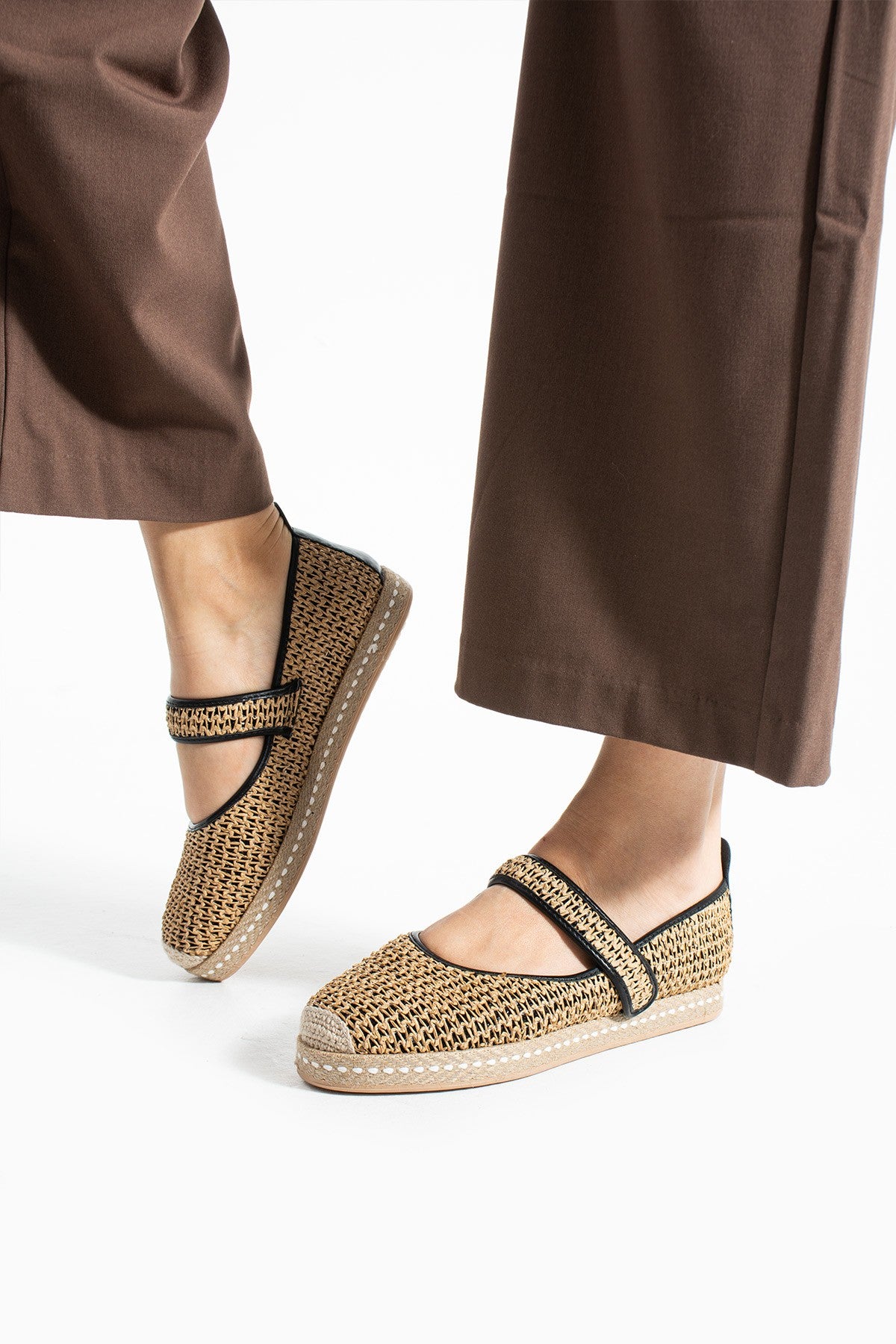 Siyah Kadın Hasır Espadril Comfort Yumuşak Taban Ergonomik Rahat