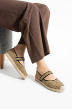 Siyah Kadın Hasır Espadril Comfort Yumuşak Taban Ergonomik Rahat