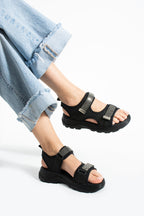 Siyah Kadın Rahat Anatomik Comfort Ergonomik Sandalet Outdoor Sandalet