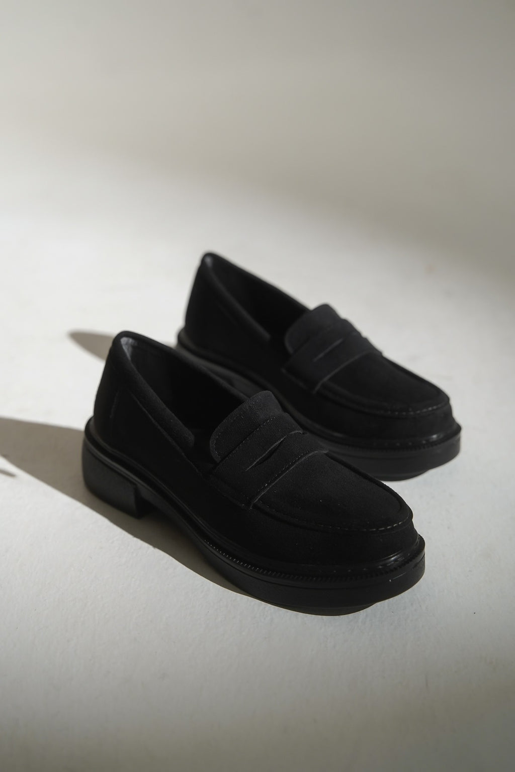 Siyah Süet Kadın Loafer Günlük Rahat Ayakkabı , Okul, Kolej Lise Ayakkabısı Makosen