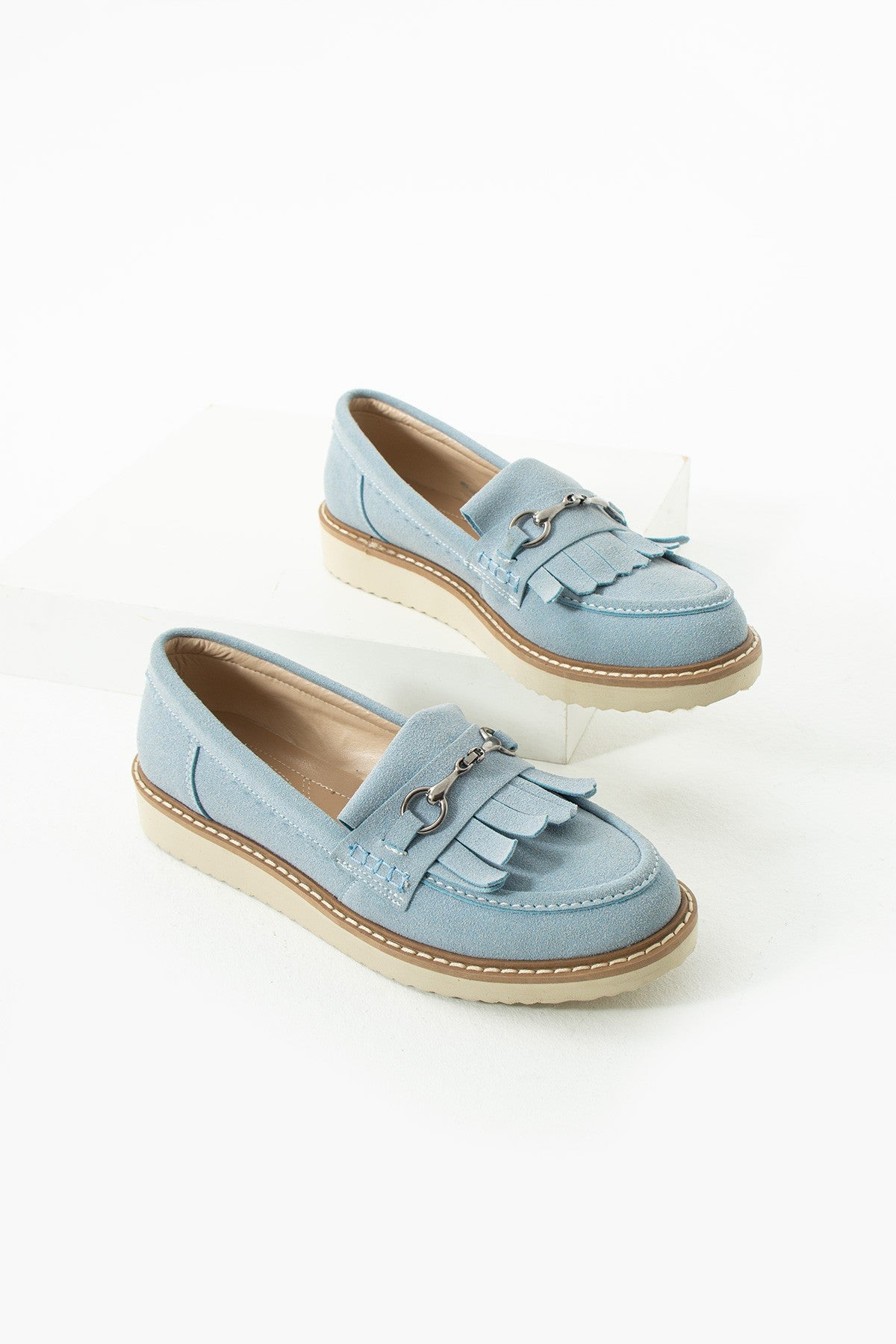 Turkuaz Kadın Loafer Püsküllü Günlük Rahat Ergonomik Ayakkabı